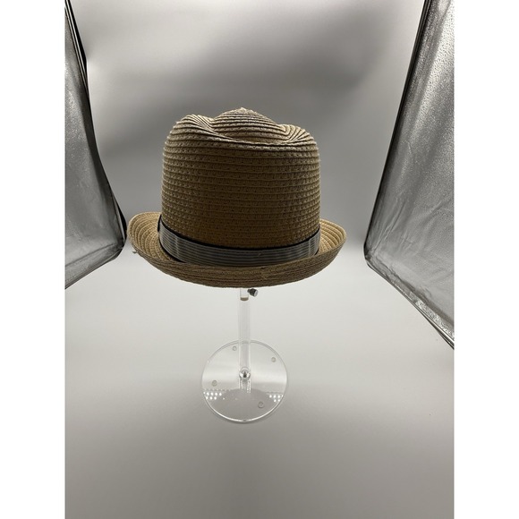 Lot Of 2 Mayoral beige fedora straw Hat Fits size 3-4-5 Blue Stripe Palm Trees - Picture 15 of 16